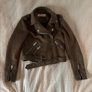 Zara Brown Faux Suede Women's Biker Jacket